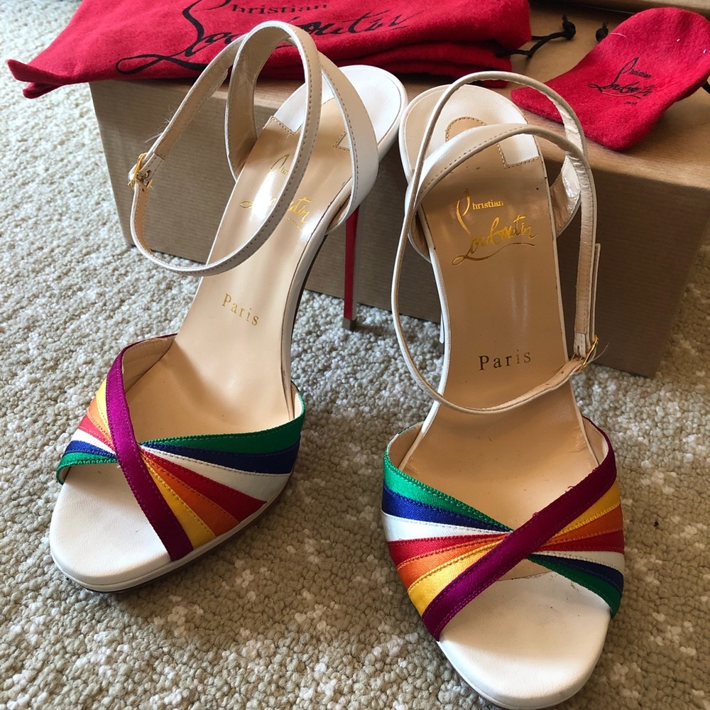 Christian Louboutin White/Multi Naseeba 120 Sandal - Picture 3 of 6